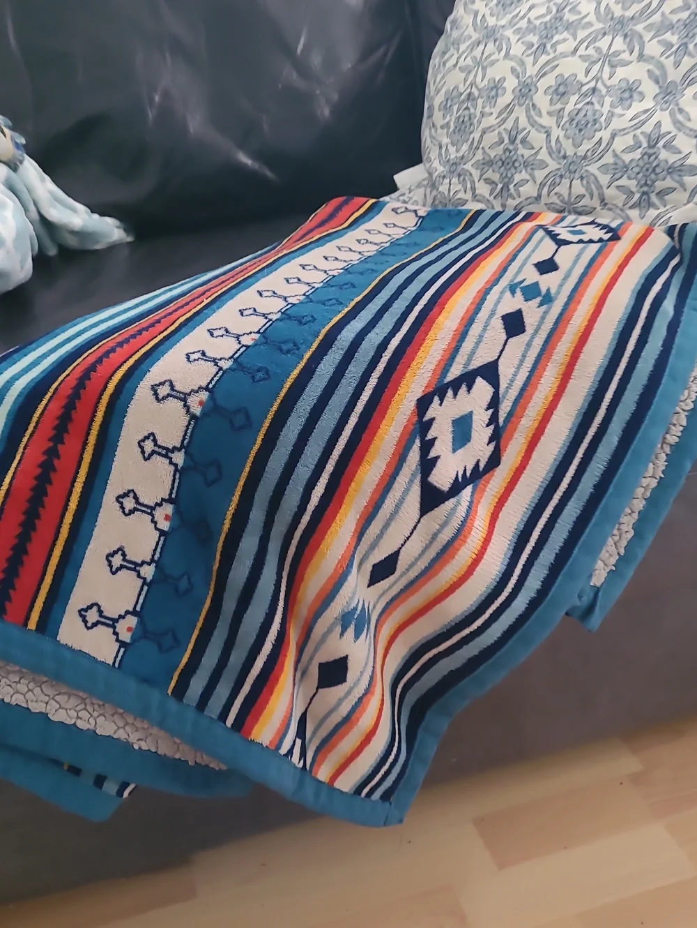 Blue Striped Southwestern Throw Blanket - Cozy Home Bedding